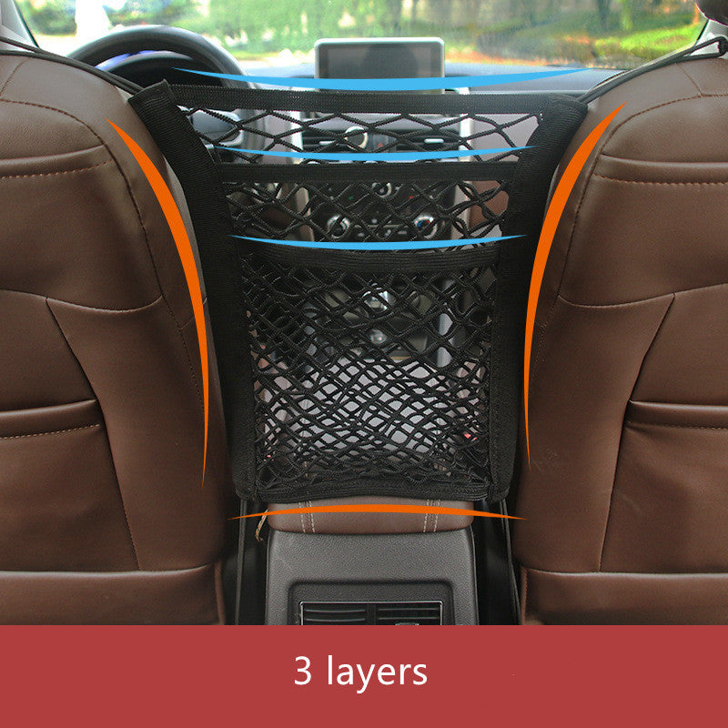 Car Seat Middle Nets Pocket Storage Bag 3Layers Scalable General Use