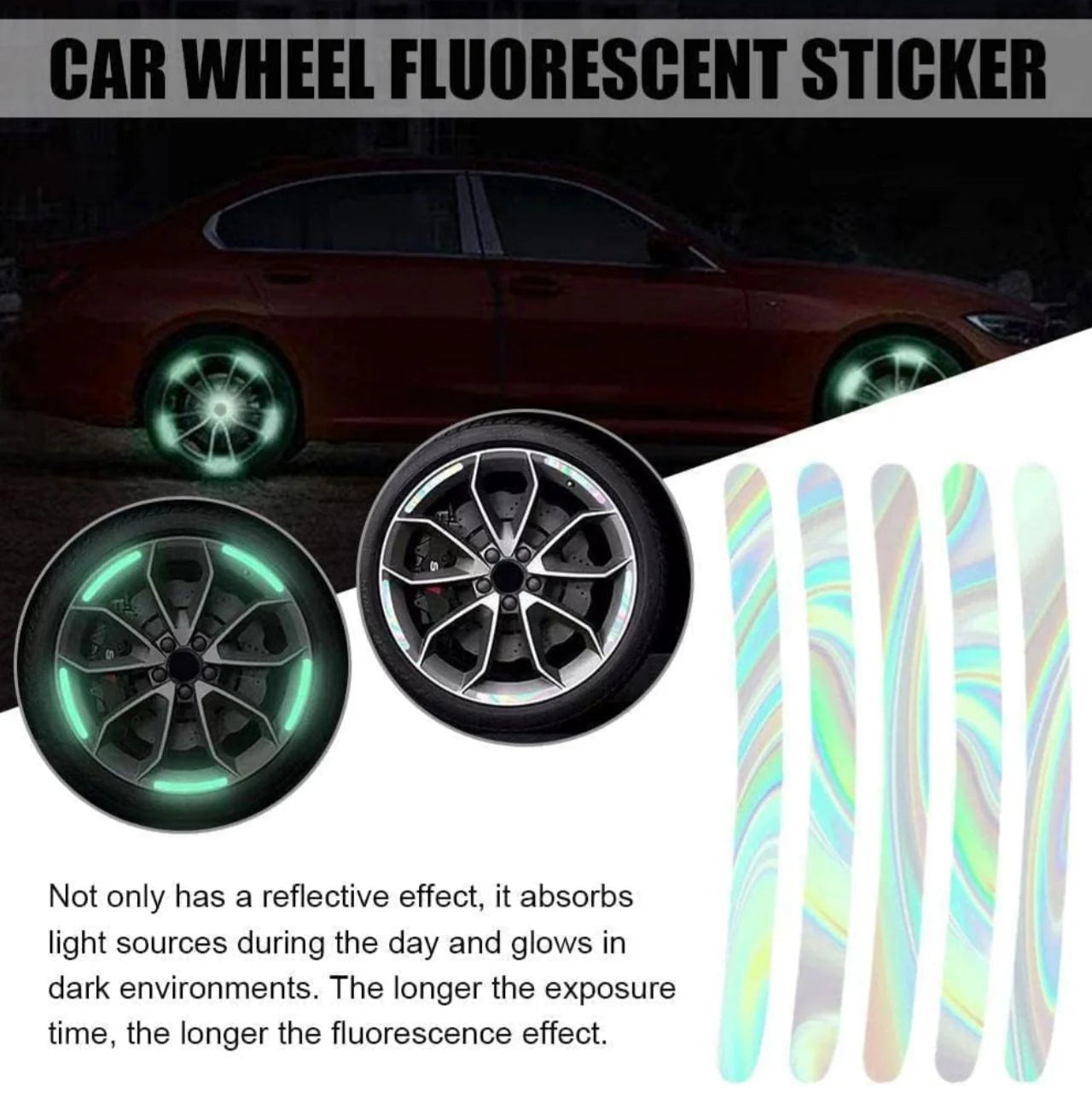 3D LIGHT REFECTING CAR RIM STICKERS