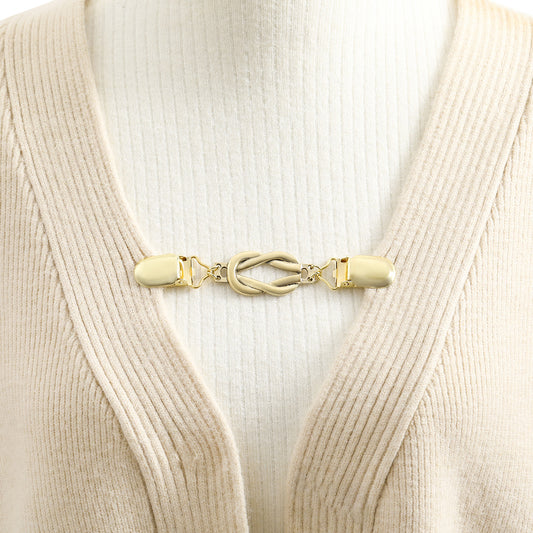 Burst Vintage Sweater Button Temperament Cardigan Scarf Ladies Neckline Clip